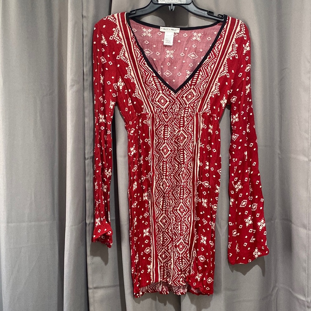 Red patterned dress